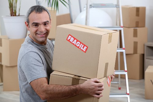 Office furniture and equipment prepared for a business move in Wimbledon