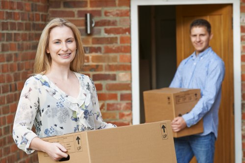 Careful handling of furniture in a Wimbledon apartment building