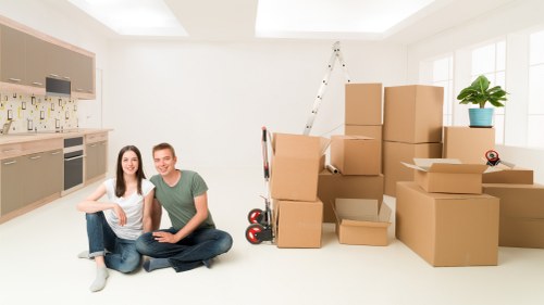 Packed boxes and moving items prepared for flat removals